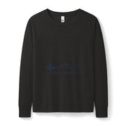 Coastal Wave Long-Sleeve Crewneck Sweatshirt — Minimal Surf Graphic