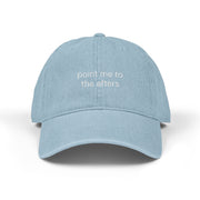 'Point me to the afters' Denim Hat — Minimal Baseball Cap