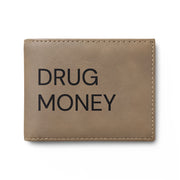 'DRUG MONEY' Minimal Leather Card & Cash Wallet
