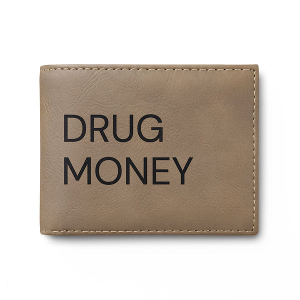 'DRUG MONEY' Minimal Leather Card & Cash Wallet