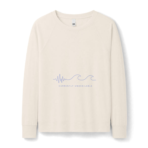 Coastal Wave Long-Sleeve Crewneck Sweatshirt — Minimal Surf Graphic