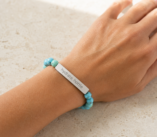 "Hydrate hottie" Natural Stone Bar Bracelet
