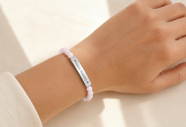 "bass baddie" Natural Stone Bar Bracelet