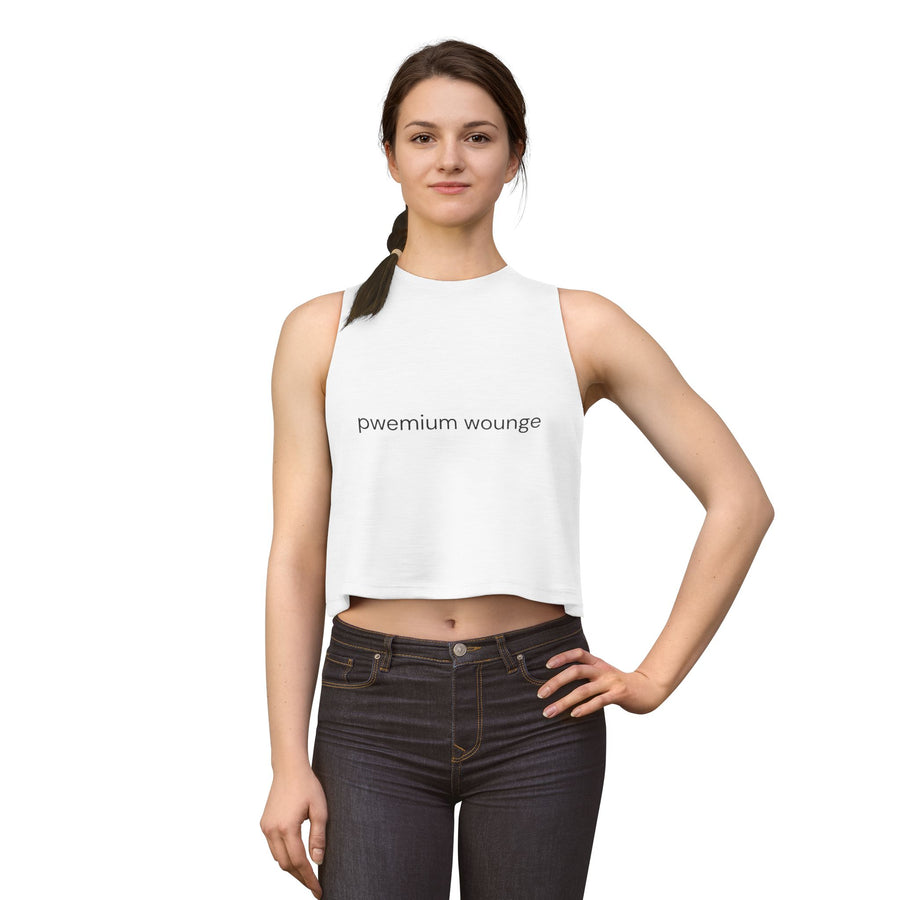 Women's Crop Top — Minimal 'pwemium wounge' Graphic Tank