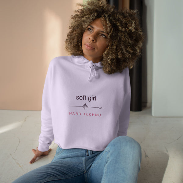 "Soft Girl, Hard Techno" Cropped Hoodie